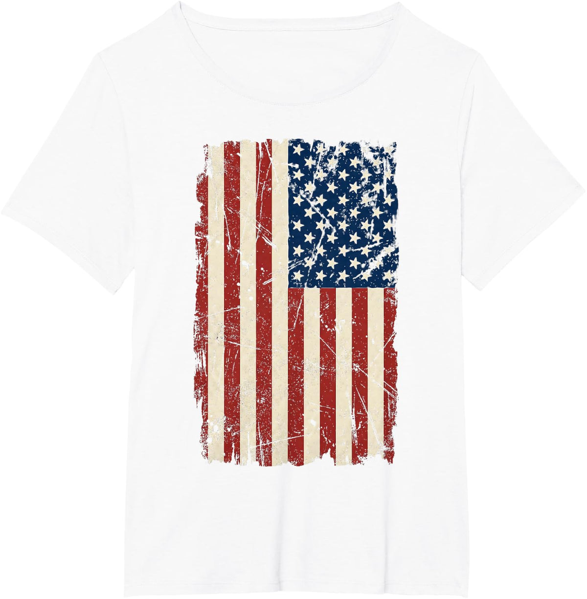 Distressed Vintage American Flag Vertical Patriotic T-Shirt - White
