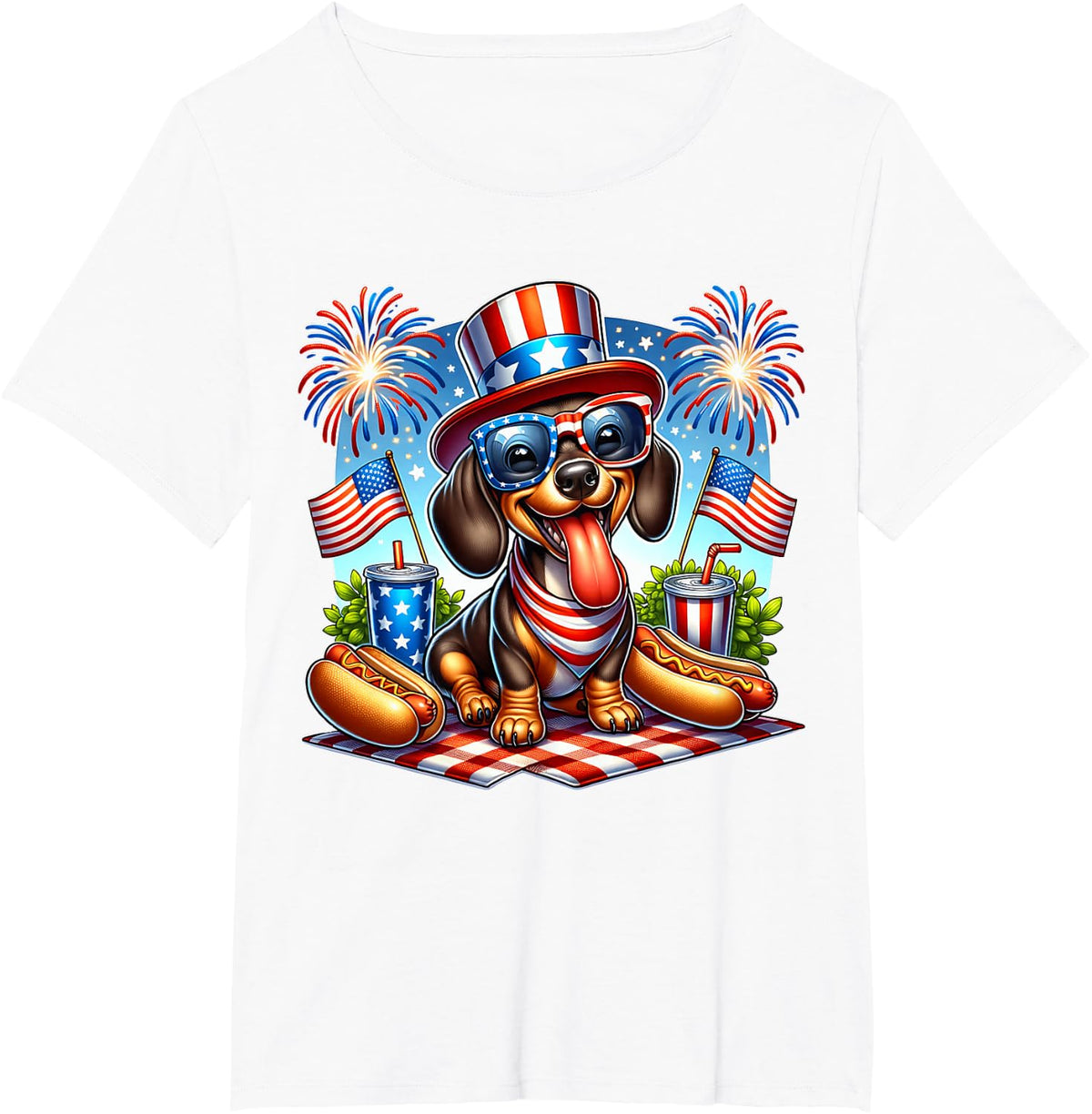 Dachshund Fourth Of July Shirt Tees For Women Men T Shirts Dog Lover Gift - White