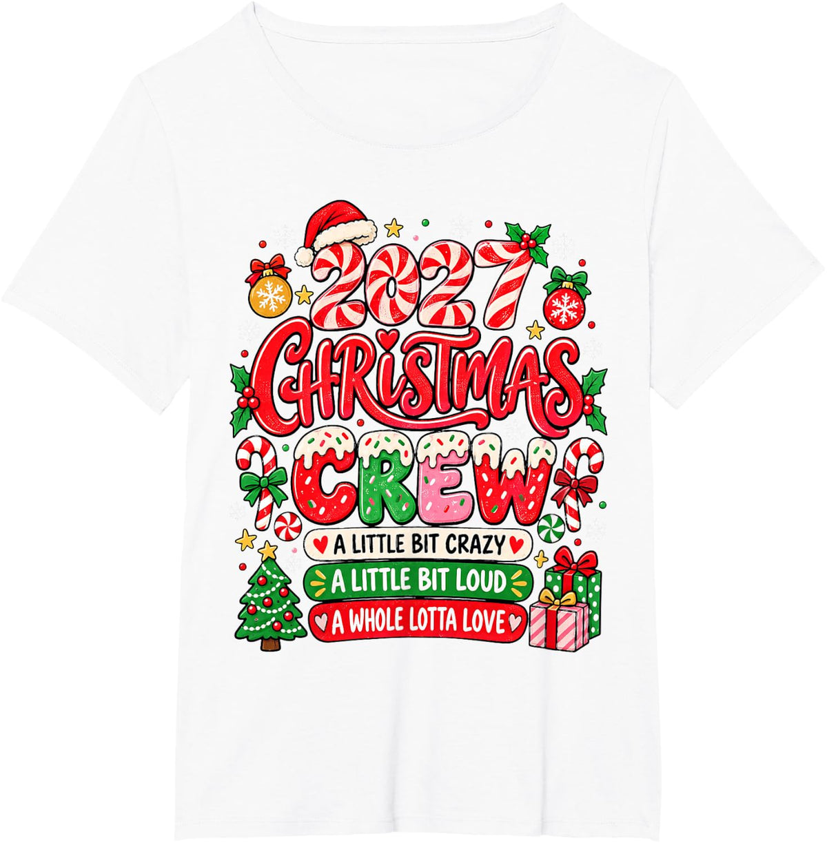 Christmas Crew 2027 Family Christmas Xmas Pajamas Matching T-Shirt - White