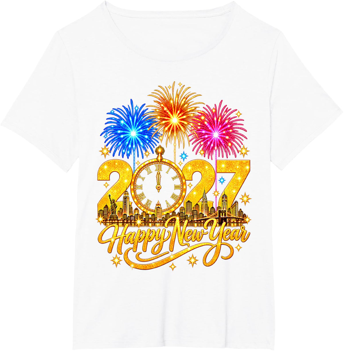 Happy New Year 2027 Shirt New Years Eve 2027 Men Women T-Shirt - White
