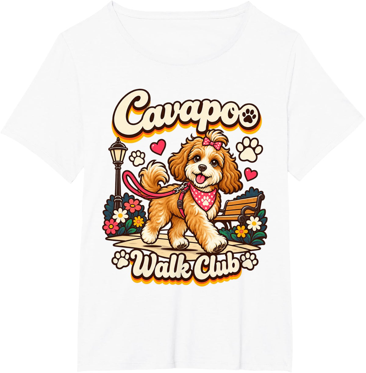 Cavapoo Walk Club Dog Mom Cavapoo Lover Dog Walker Park T-Shirt - White