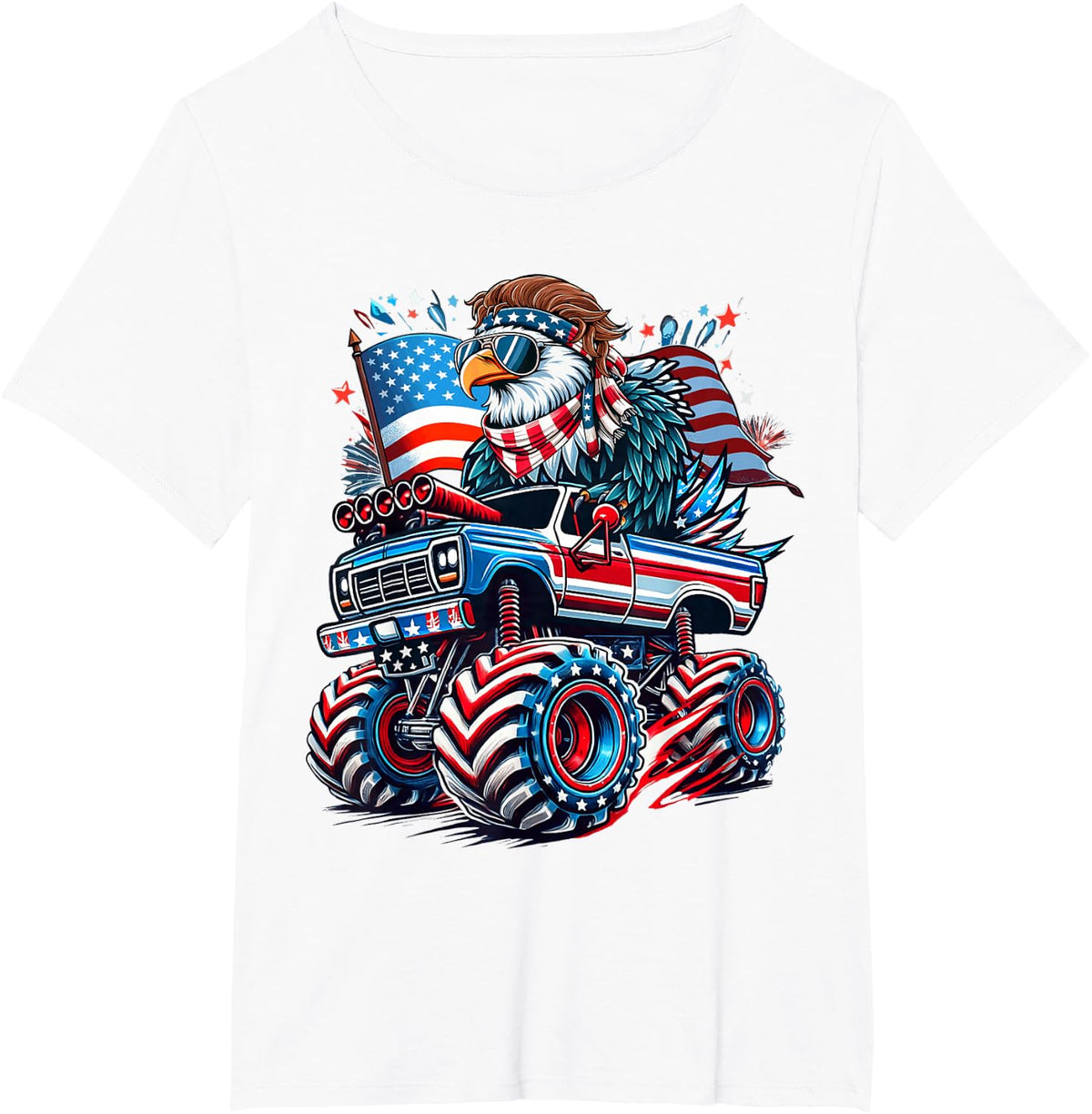 4th of July USA American Flag Bald Eagle Patriotic Eagle T-Shirt - White
