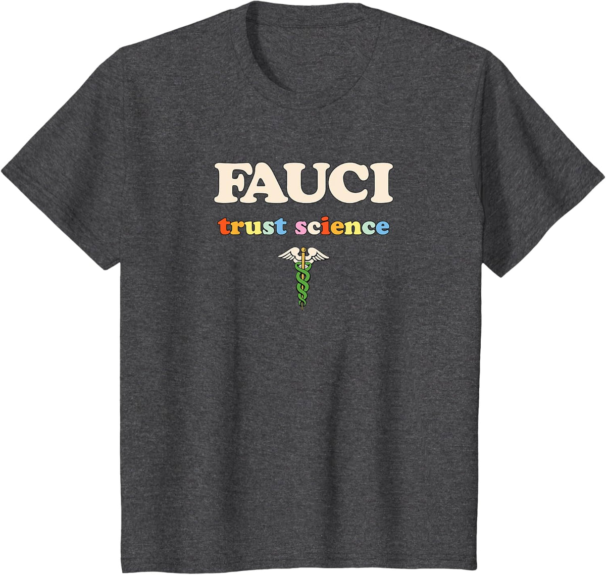 Dr Fauci Rainbow Trust Science Retro T-Shirt - Dark Heather Grey