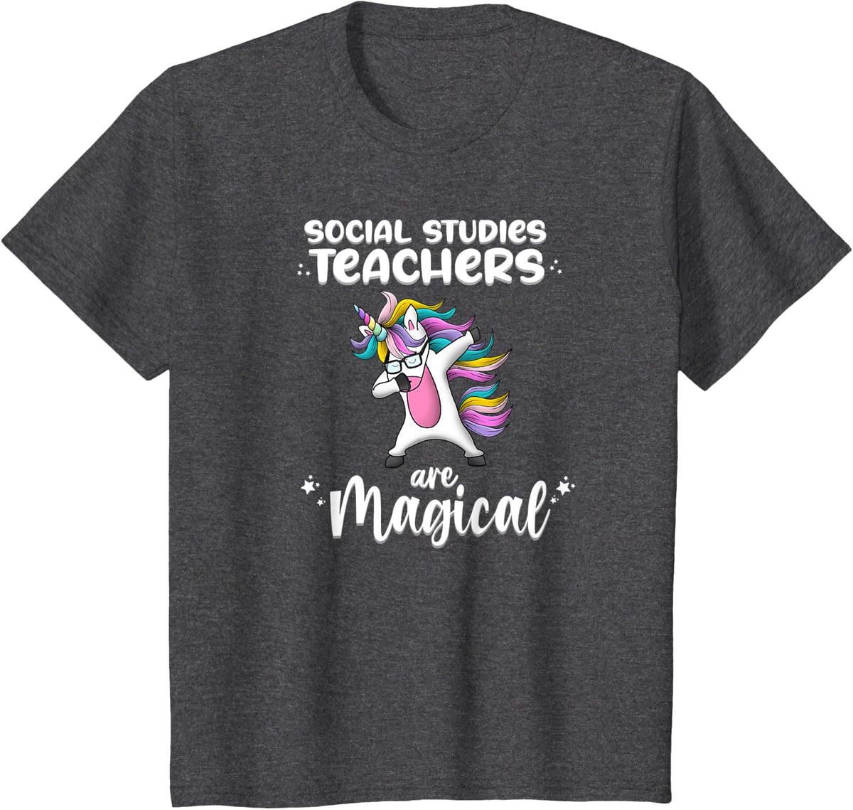 Unicorn Social Studies Love Funny School Teacher Magical Men Women Kids T-Shirt - Dark Heather Grey