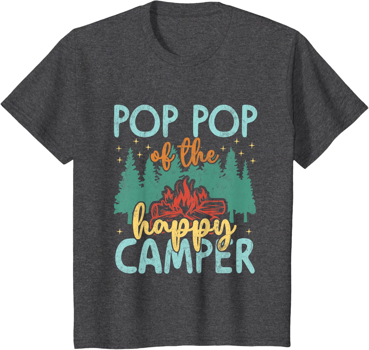 Pop Pop of Happy Camper 1st Birthday Party Retro Pop Pop T-Shirt - Dark Heather Grey