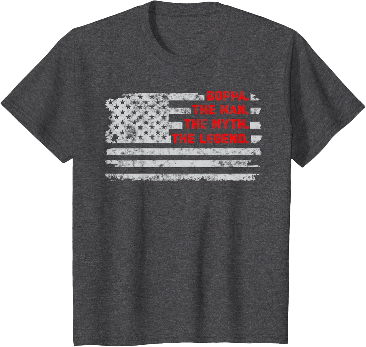 Boppa The Man Myth Legend Vintage Fathers Day American Flag T-Shirt - Dark Heather Grey