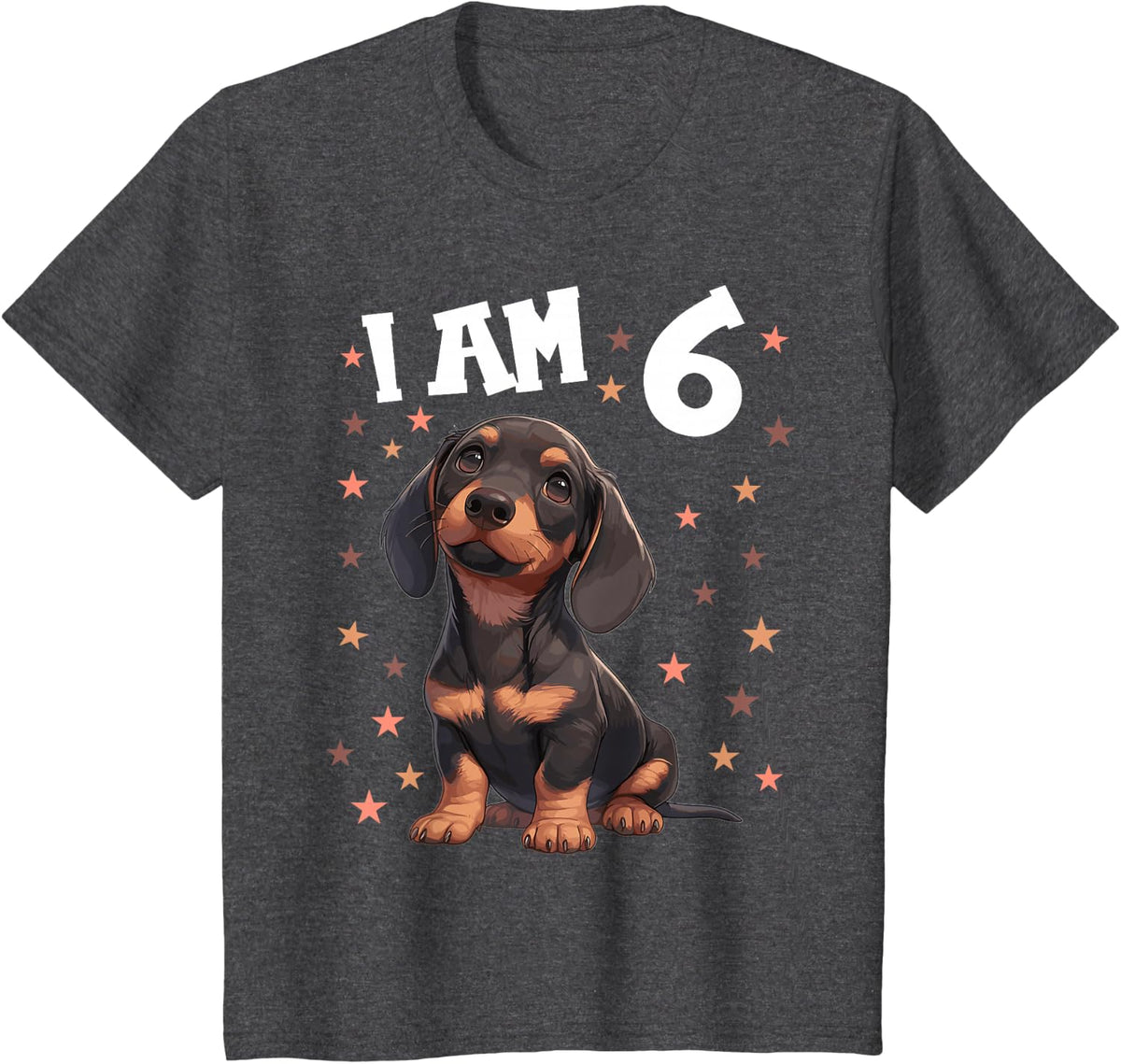 Kids 6 Years old 6th birthday Dachshunds Dachshund T-Shirt - Dark Heather Grey