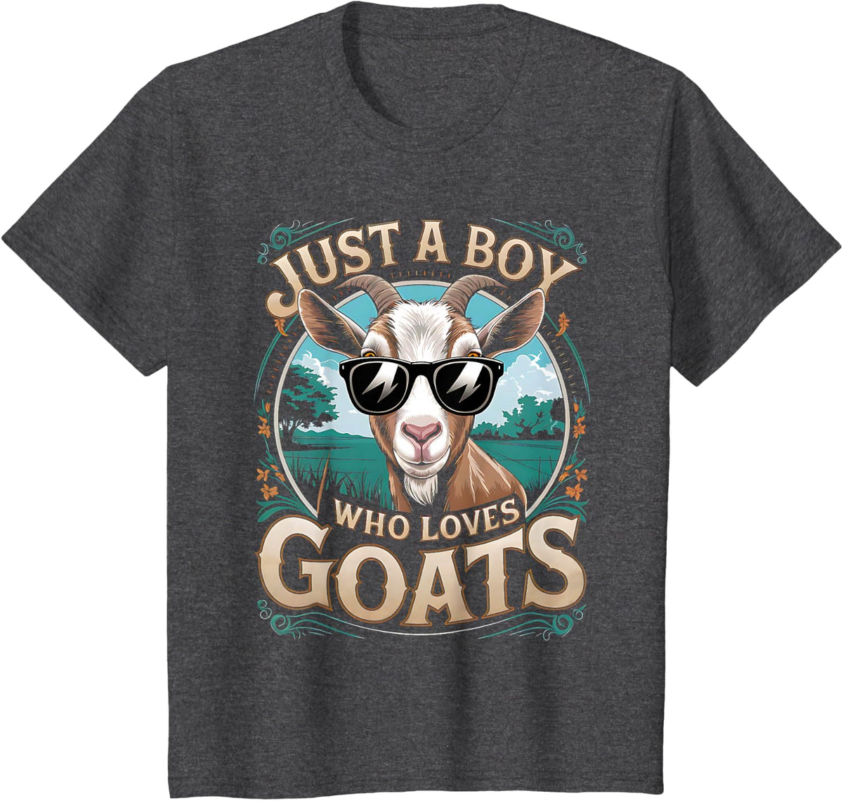 Just a Boy Who Loves Goats Boys Kids Goat Boy Teen Farmer T-Shirt - Dark Heather Grey