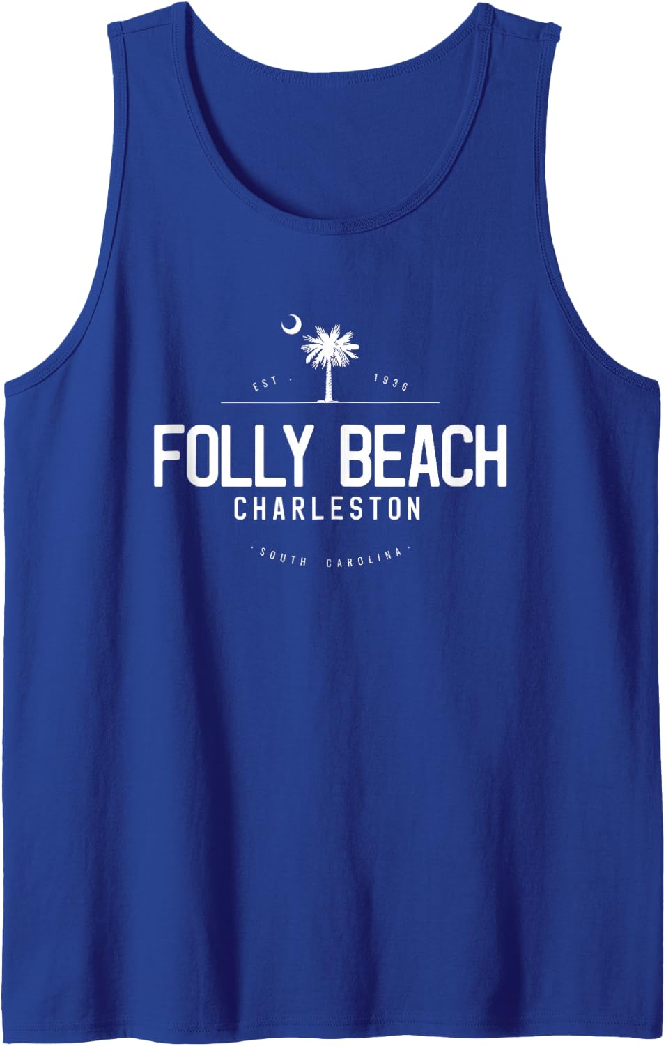 Folly Beach South Carolina Surfing Tank Top - Royal Blue
