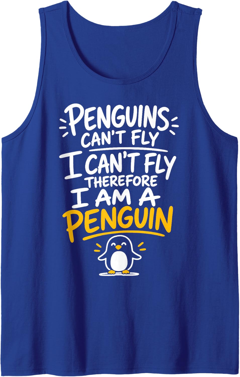 Funny Penguins I Am A Penguin Sleeveless Tank Top - Royal Blue
