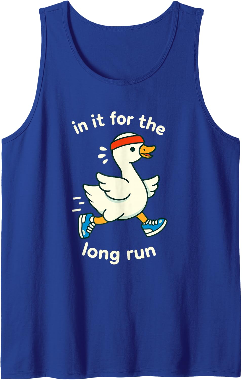 in It for The Long Run Funny Running Duck Pun Tank Top - Royal Blue