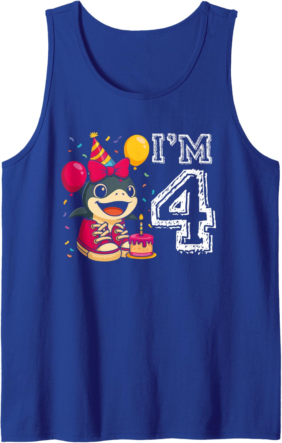 Italian Brainrot Birthday I'm 4 Age 4th Kids Girls Sleeveless Tank Top - Royal Blue