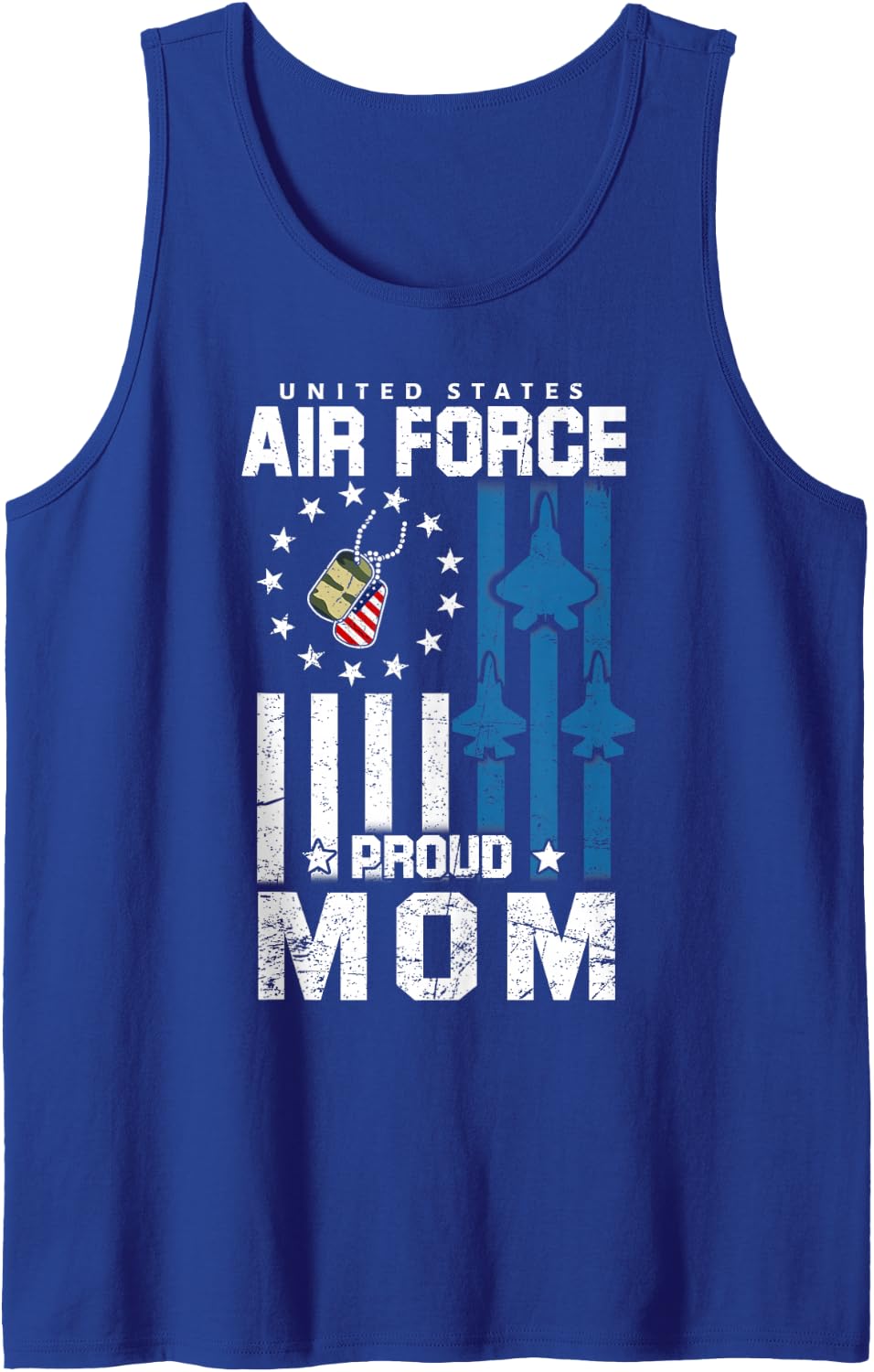 Proud Air Force Mom Flag US Airman Family Matching Sleeveless Tank Top - Royal Blue