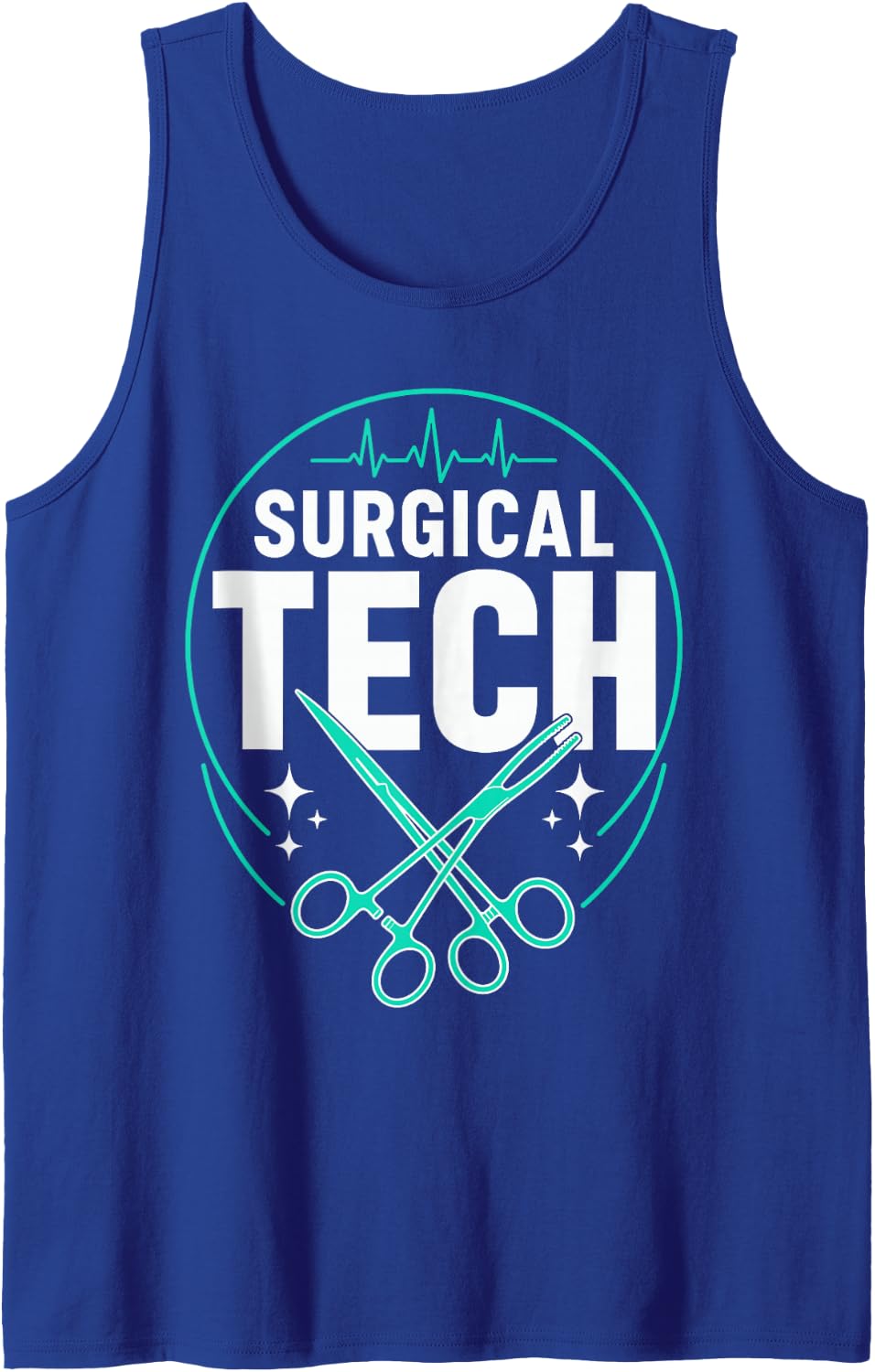 Surgical Tech Heartbeat Scalpel Scissors Sleeveless Tank Top - Royal Blue