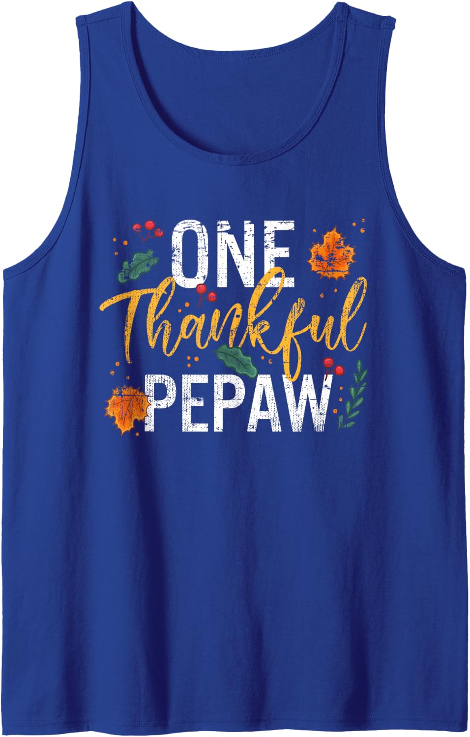 One Thankful Grandpa Pepaw Cute Fall Thanksgiving Gift Sleeveless Tank Top - Royal Blue