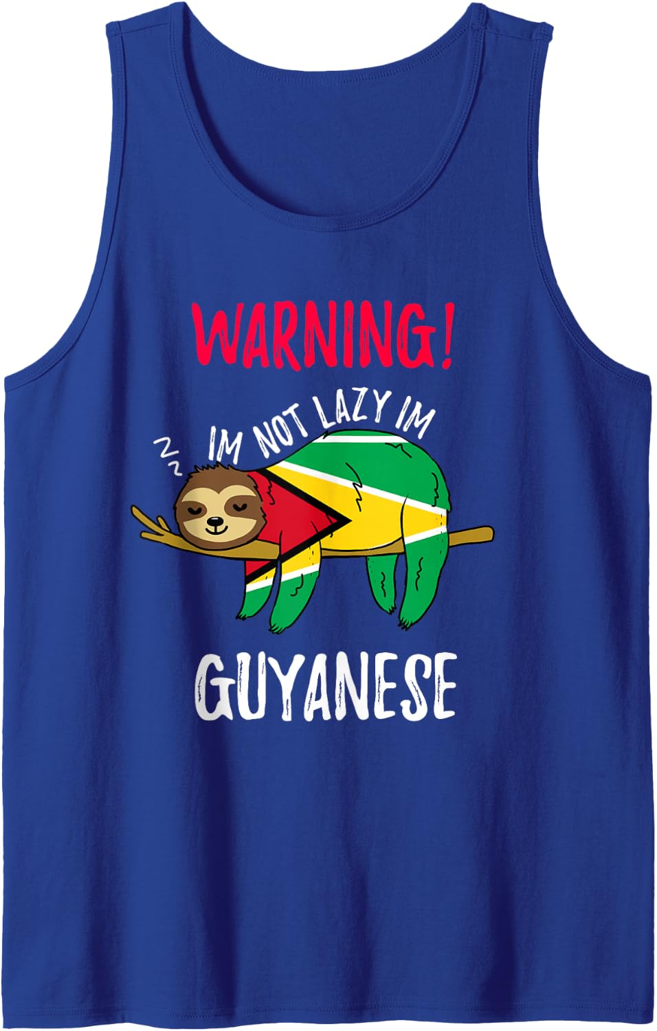 Guyana Flag Sloth Im Not Lazy Im Guyanese Sleeveless Tank Top - Royal Blue