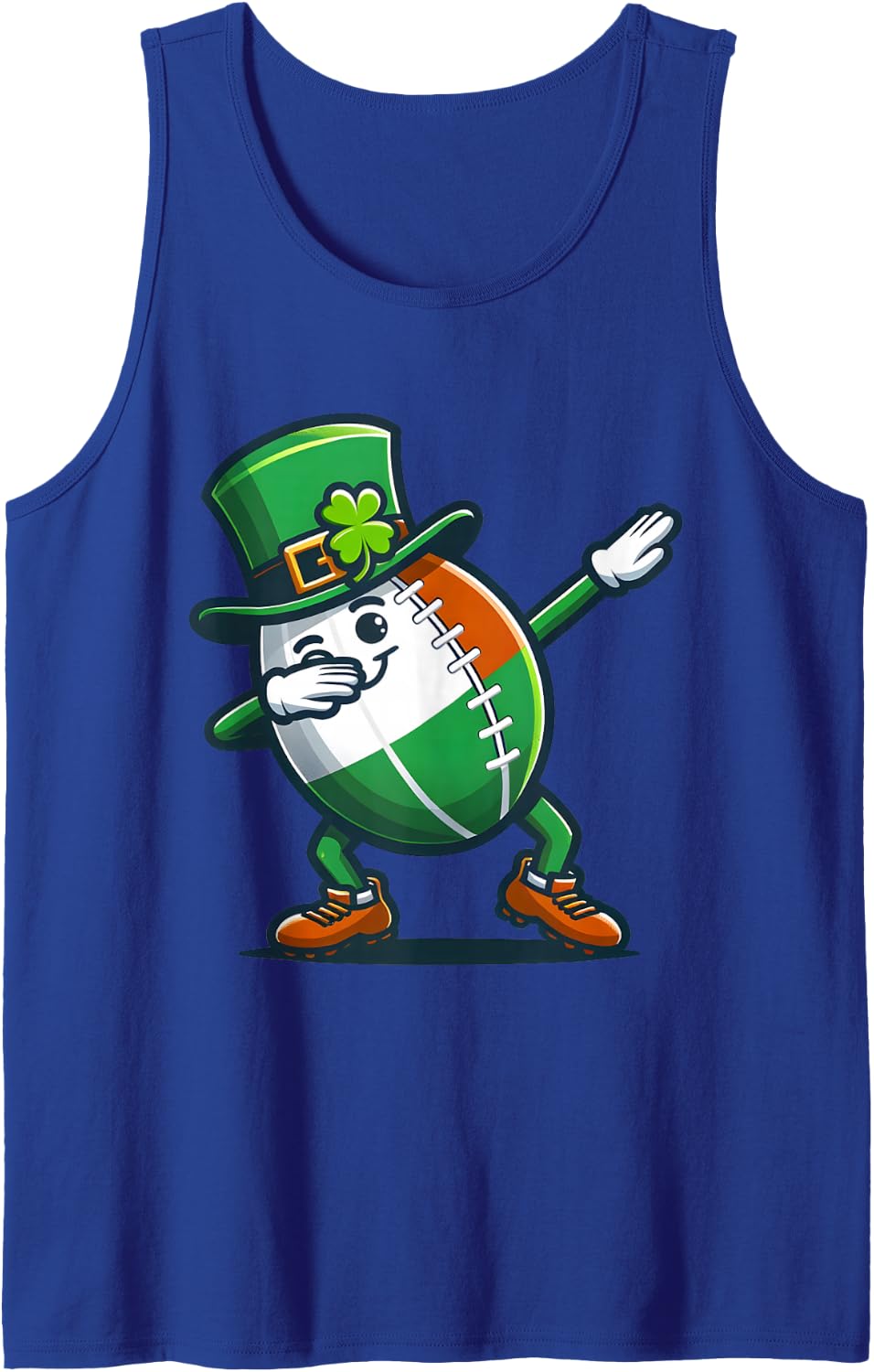 Rugby Boy St Paddys Day Leprechaun Hat Dabbing Rugby Ball Sleeveless Tank Top - Royal Blue