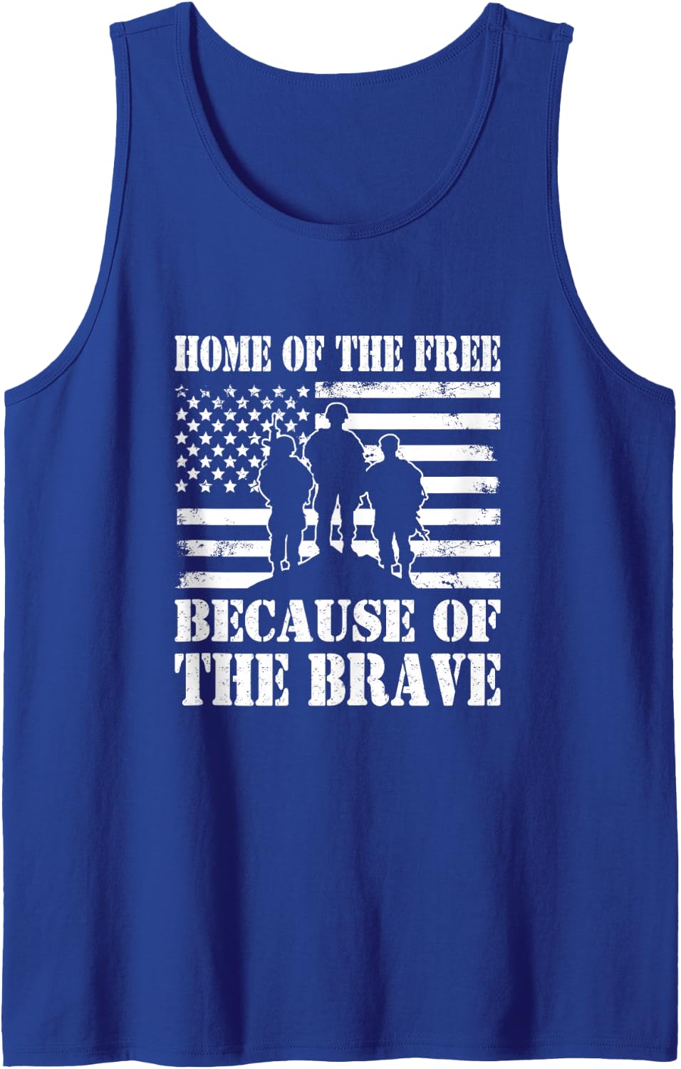 Patriotic Home of the Free Because Brave Sleeveless Tank Top - Royal Blue