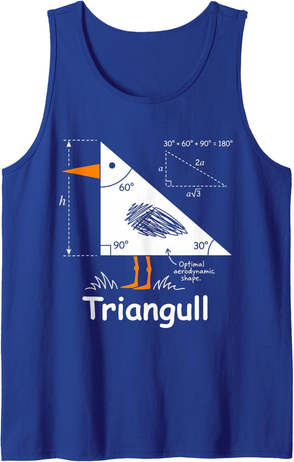 Triangull Triangle Seagull Bird Pun Funny Math Teacher Sleeveless Tank Top - Royal Blue