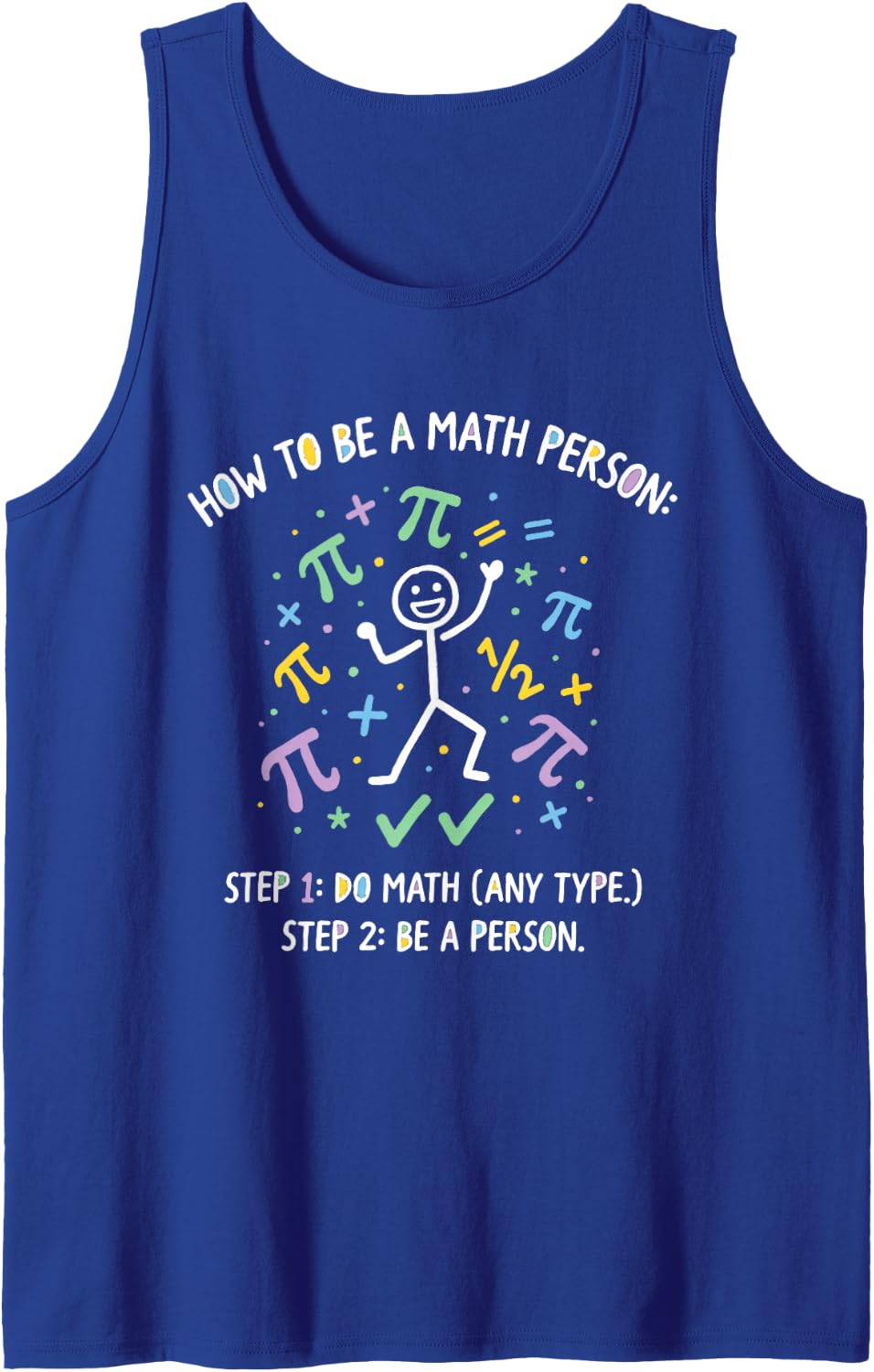 How to Be a Math Person Teacher Lover Cartoon Funny Sleeveless Tank Top - Royal Blue