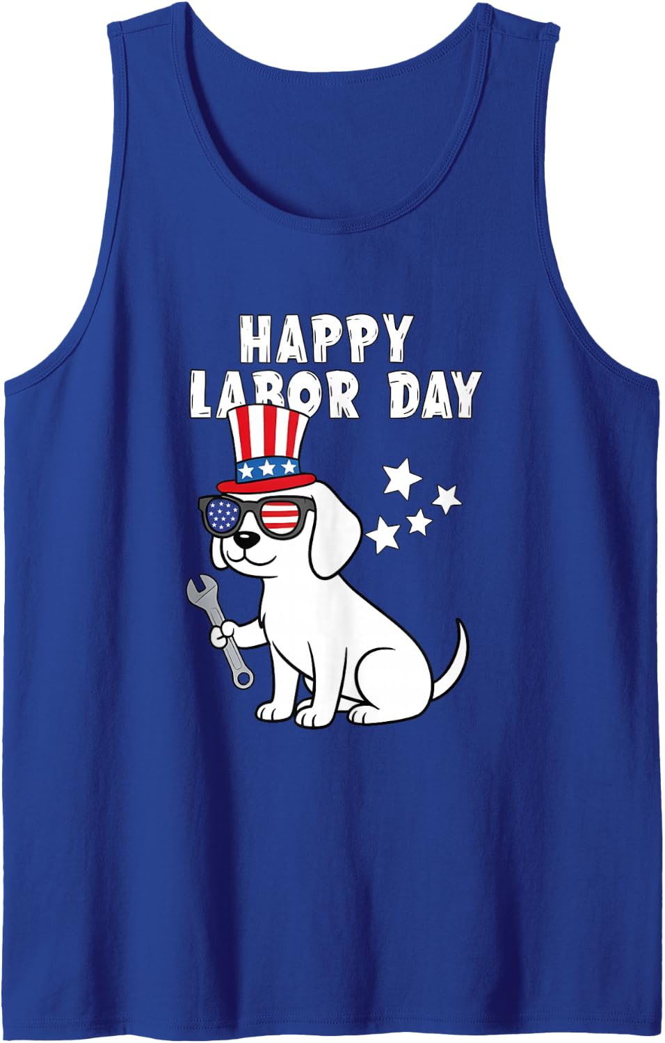 Happy Labor Day Dog USA Flag Patriotic Union Workers Funny Tank Top - Royal Blue