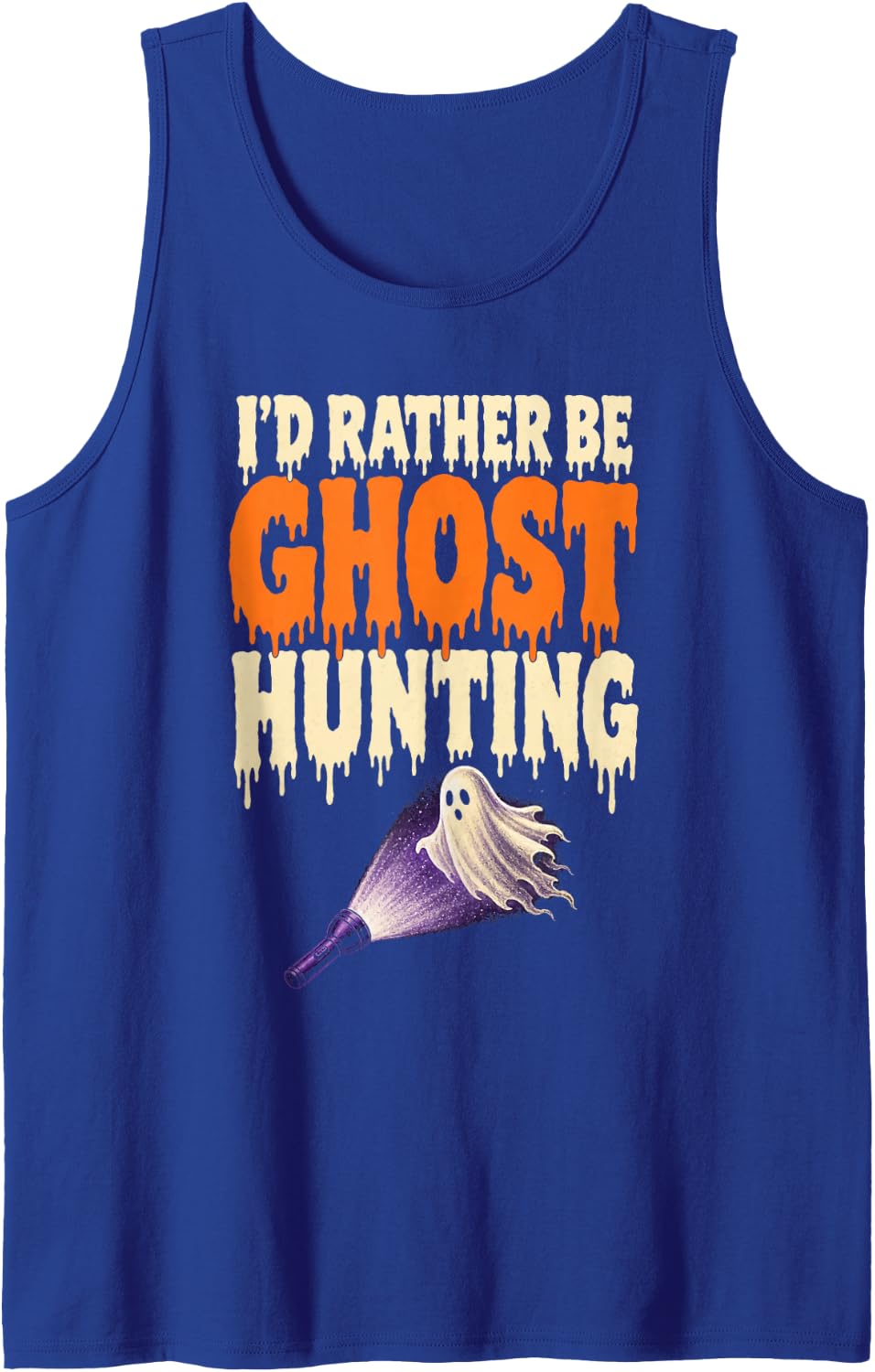 Halloween I'd Rather Be Ghost Hunting Retro Paranormal Tank Top - Royal Blue