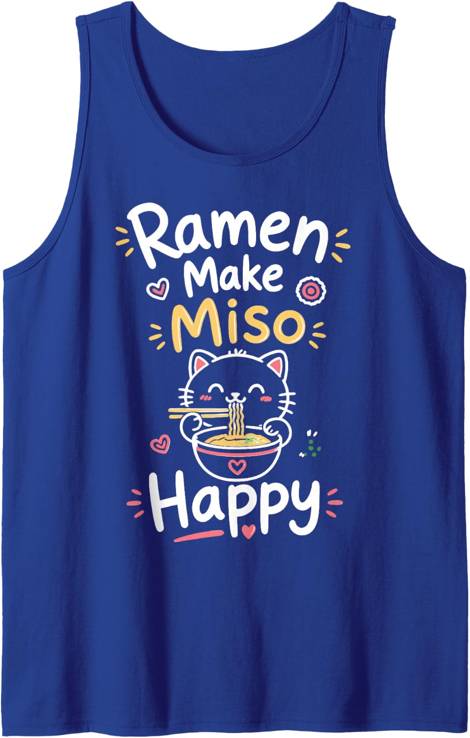 Cute Ramen Lover Miso Japanese Noodles Sleeveless Tank Top - Royal Blue