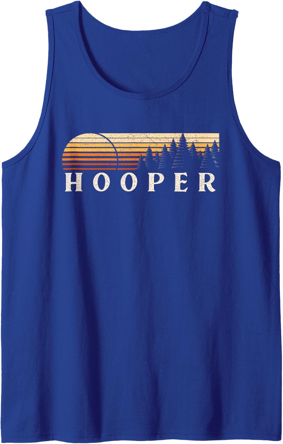 Hooper, NE Vintage Evergreen Sunset Eighties Retro Sleeveless Tank Top - Royal Blue