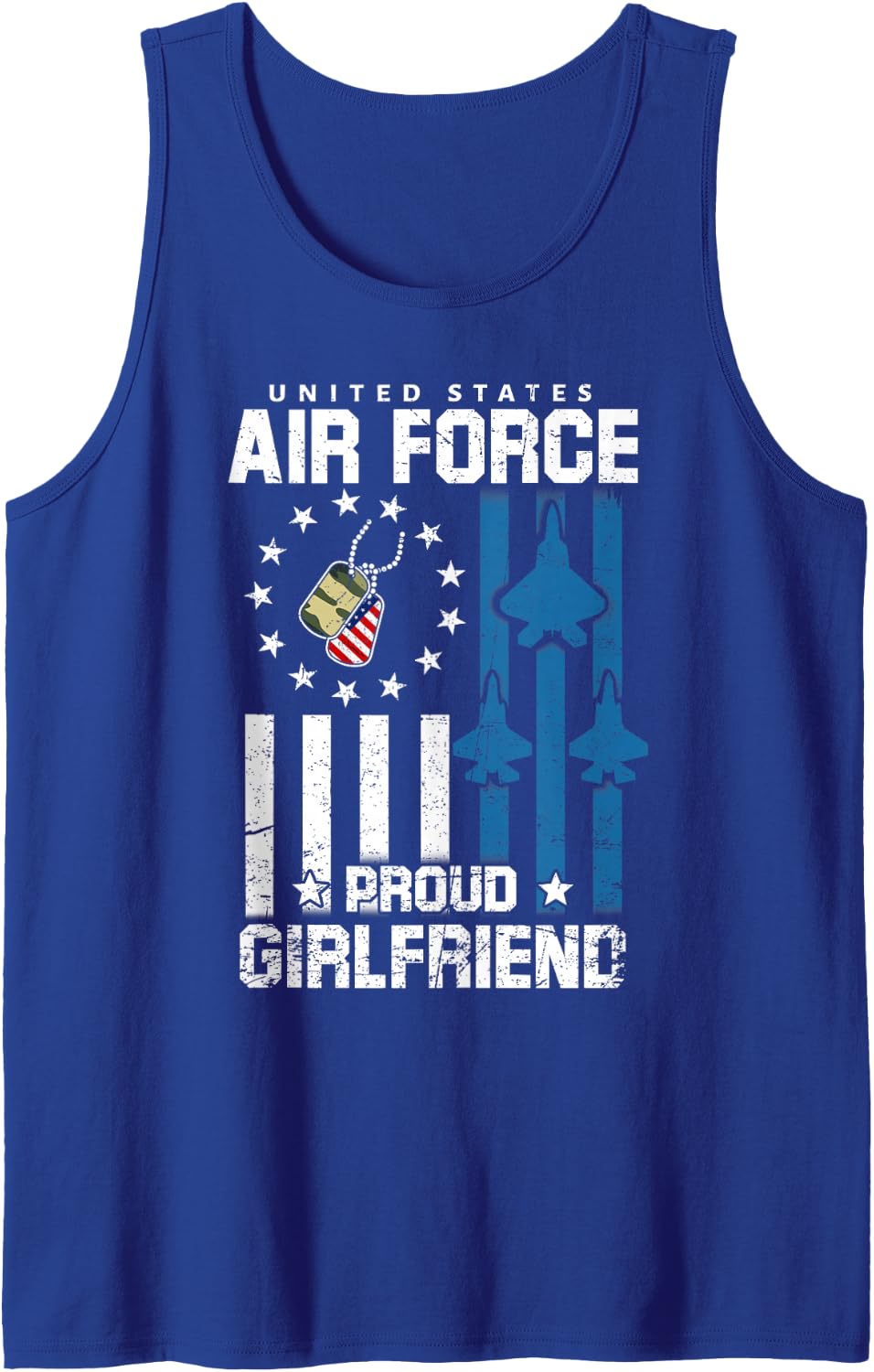 Proud Air Force Girlfriend Flag US Airman Family Matching Sleeveless Tank Top - Royal Blue
