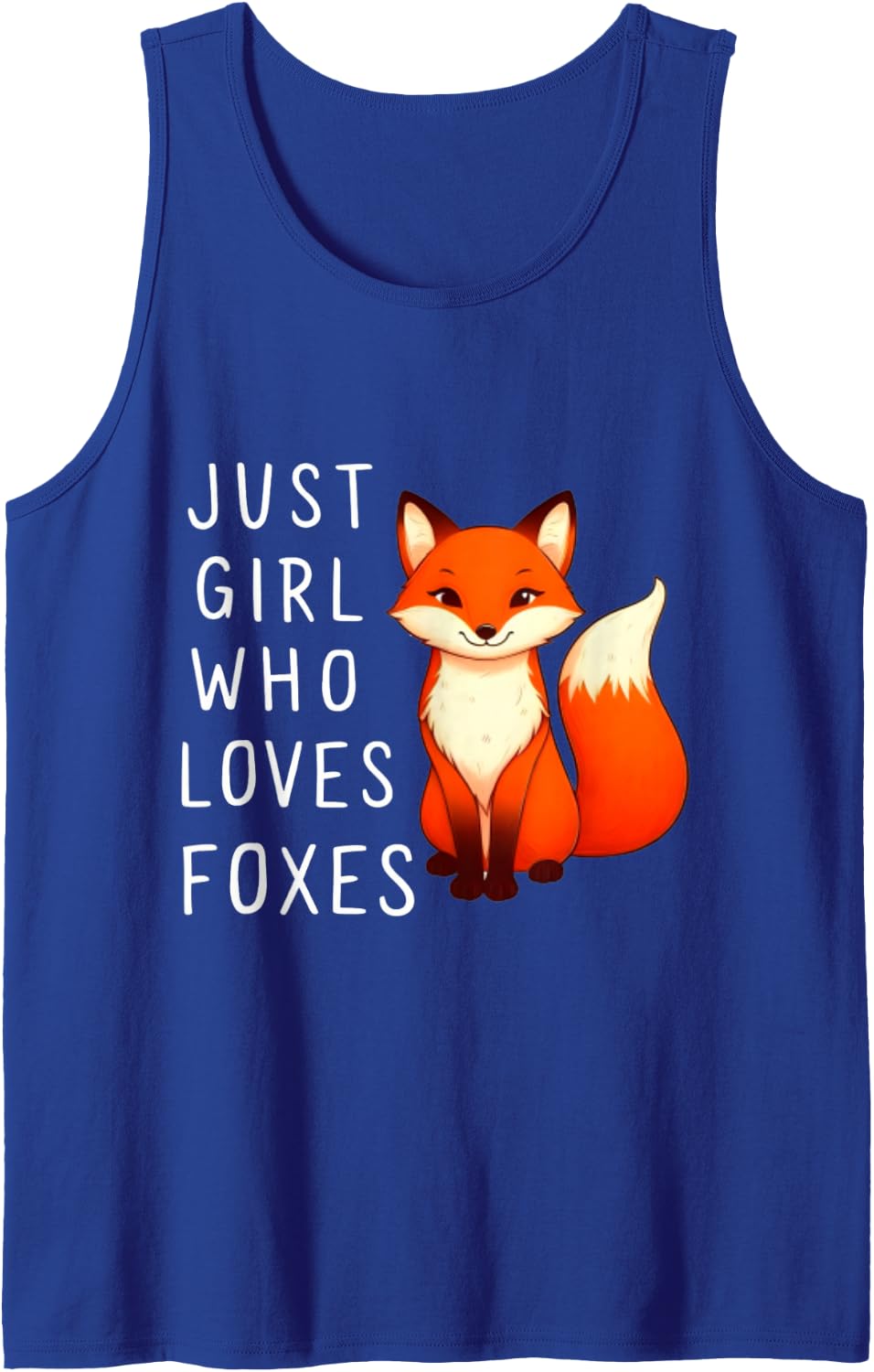 Just a Girl Who Loves Foxes Girls Cute Fox Sleeveless Tank Top - Royal Blue