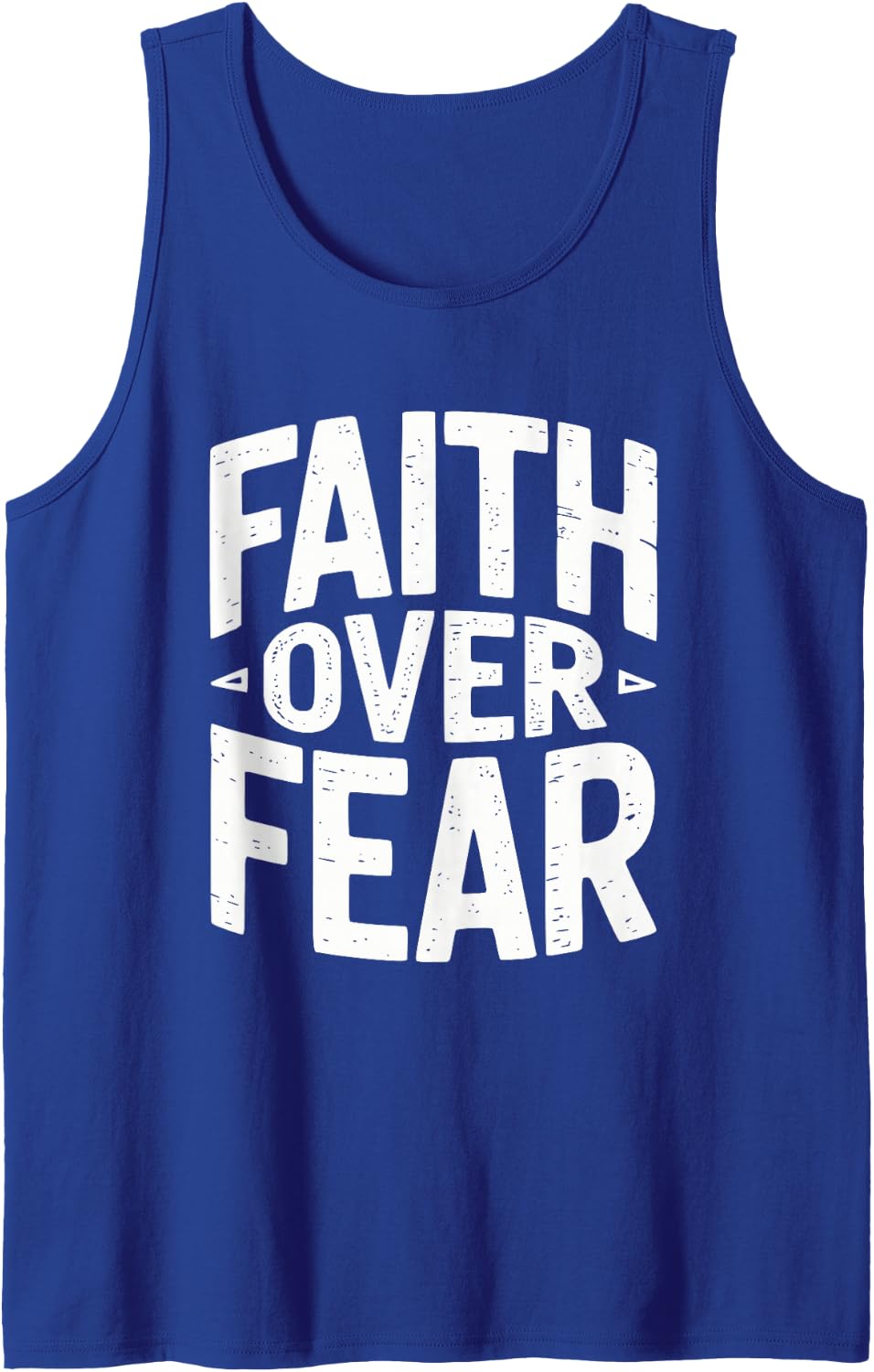 Faith Over Fear Christian Bible Verse Trust God Courage Tank Top - Royal Blue