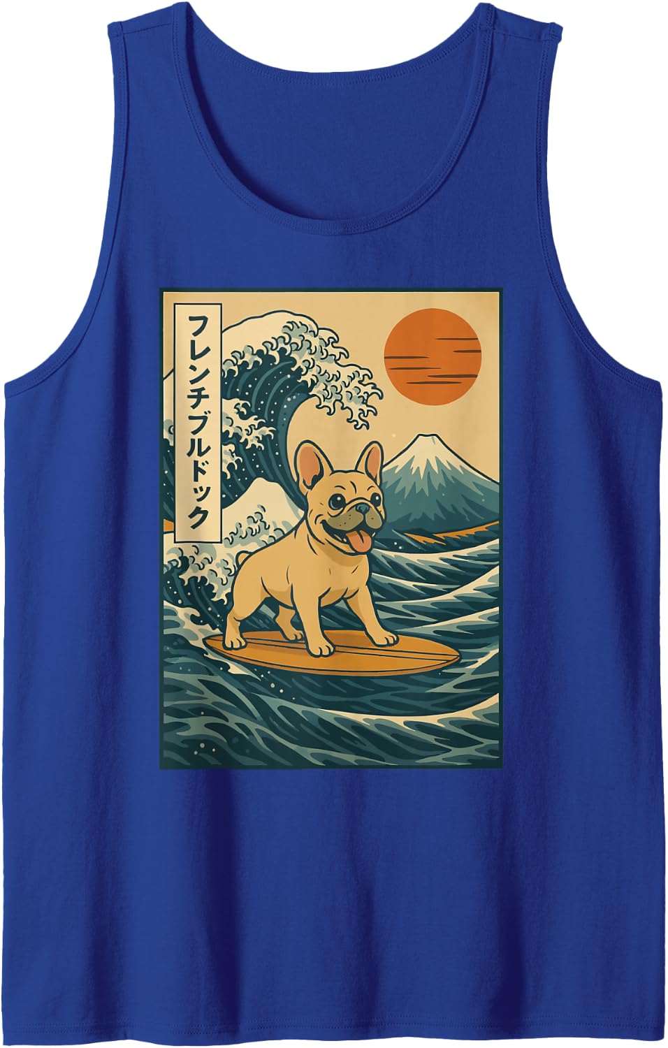 French Bulldog Surfing Japanese Tank Top - Royal Blue