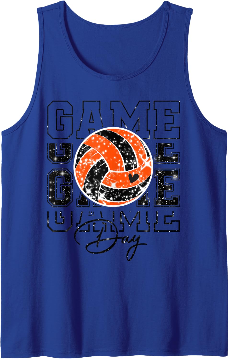 Volleyball Game Day Girls Volleyball Mom Orange & Black Tank Top - Royal Blue