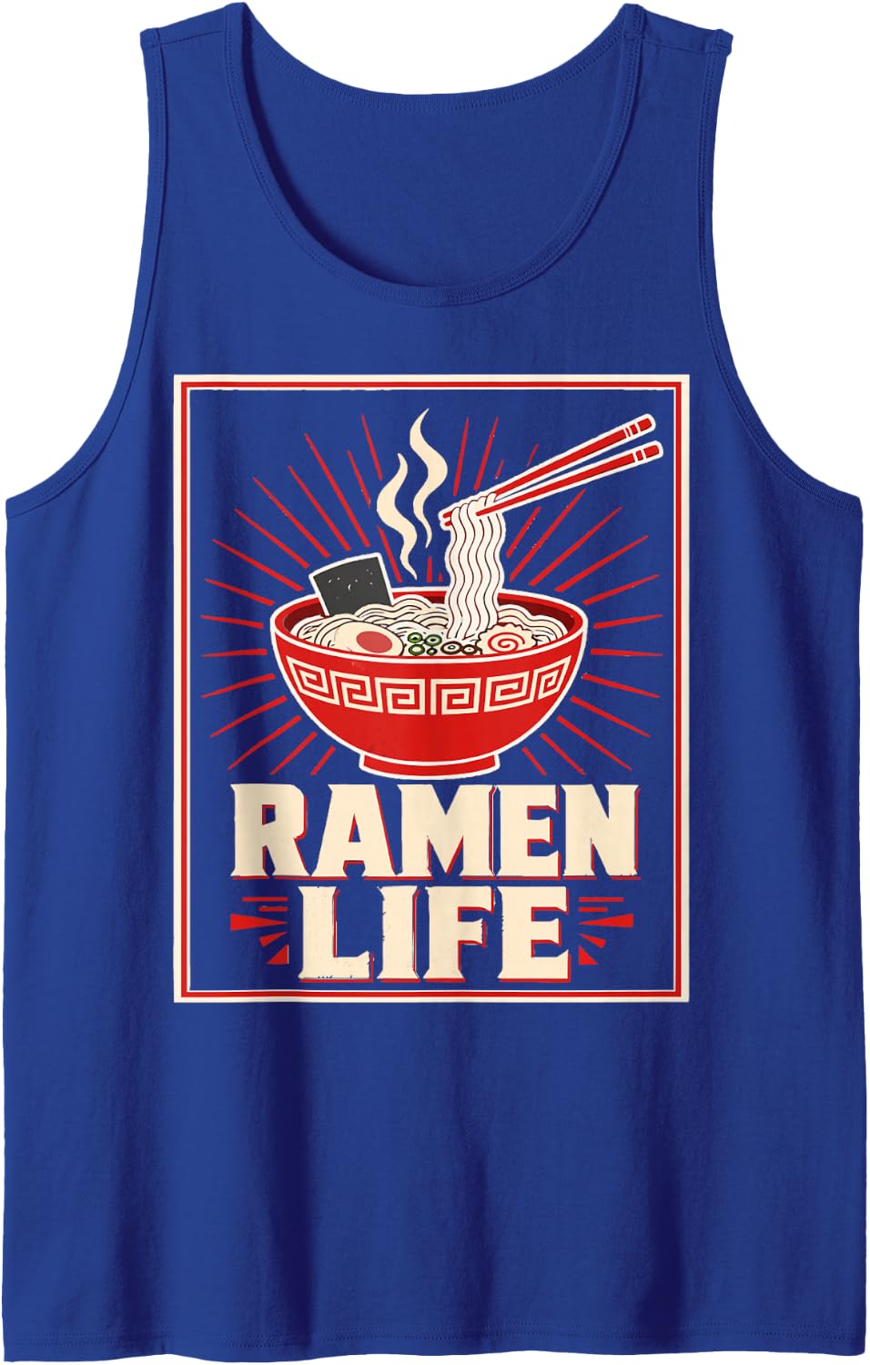 Ramen Lover Graphic Japanese Noodles Sleeveless Tank Top - Royal Blue