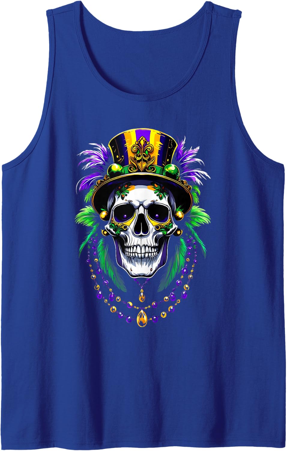 Mardi Gras Costume Sugar Skull Carnival New Orleans Trip Sleeveless Tank Top - Royal Blue