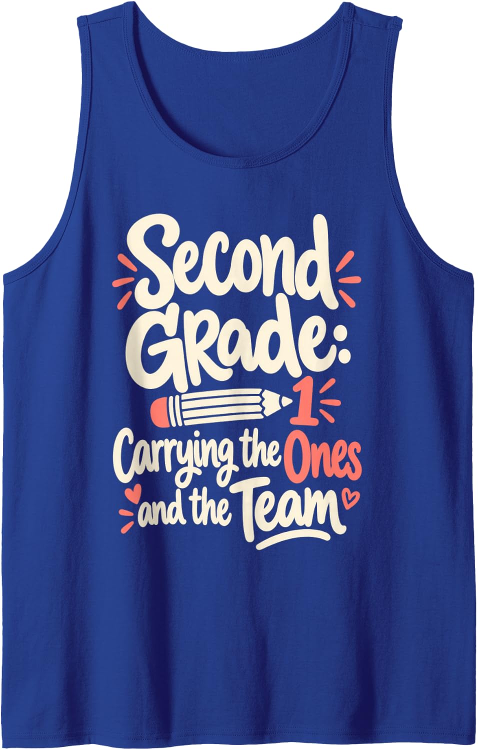 Second Grade Teacher Carrying Ones Team Math Humor Sleeveless Tank Top - Royal Blue