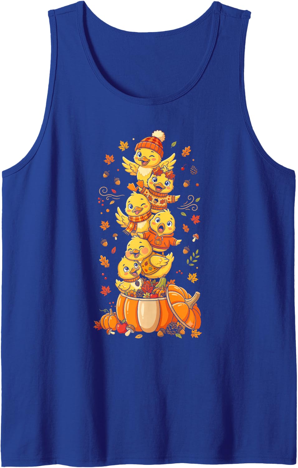 Autumn Pumpkin Fall Duck Thanksgiving Womens Mens Kids Sleeveless Tank Top - Royal Blue