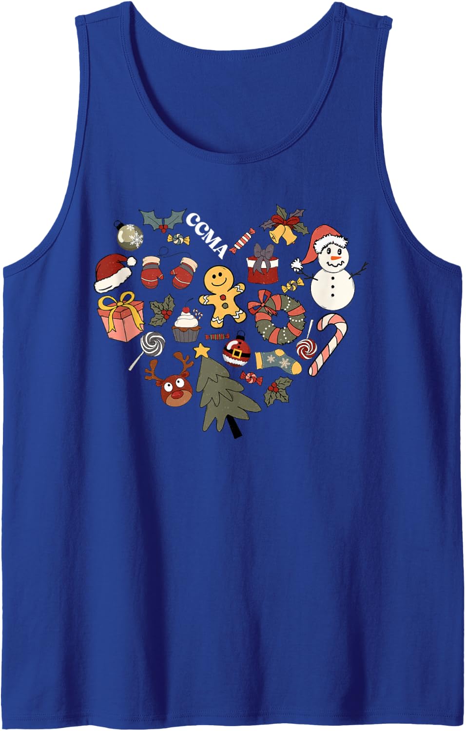 CCMA Certified Clinical Medical Assistant Christmas Heart Sleeveless Tank Top - Royal Blue
