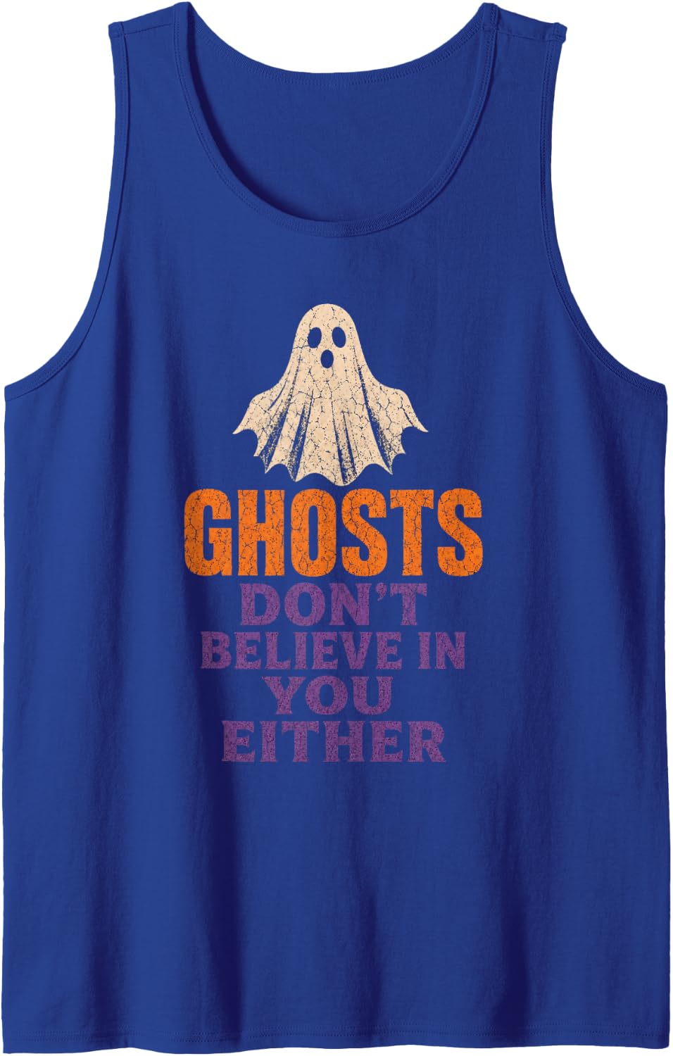 Vintage Halloween Ghosts Don't Believe in You Either Tank Top - Royal Blue