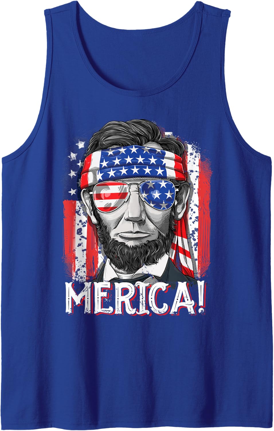 Abraham Lincoln 4th of July Merica Men Women American Flag Tank Top Small - Royal Blue