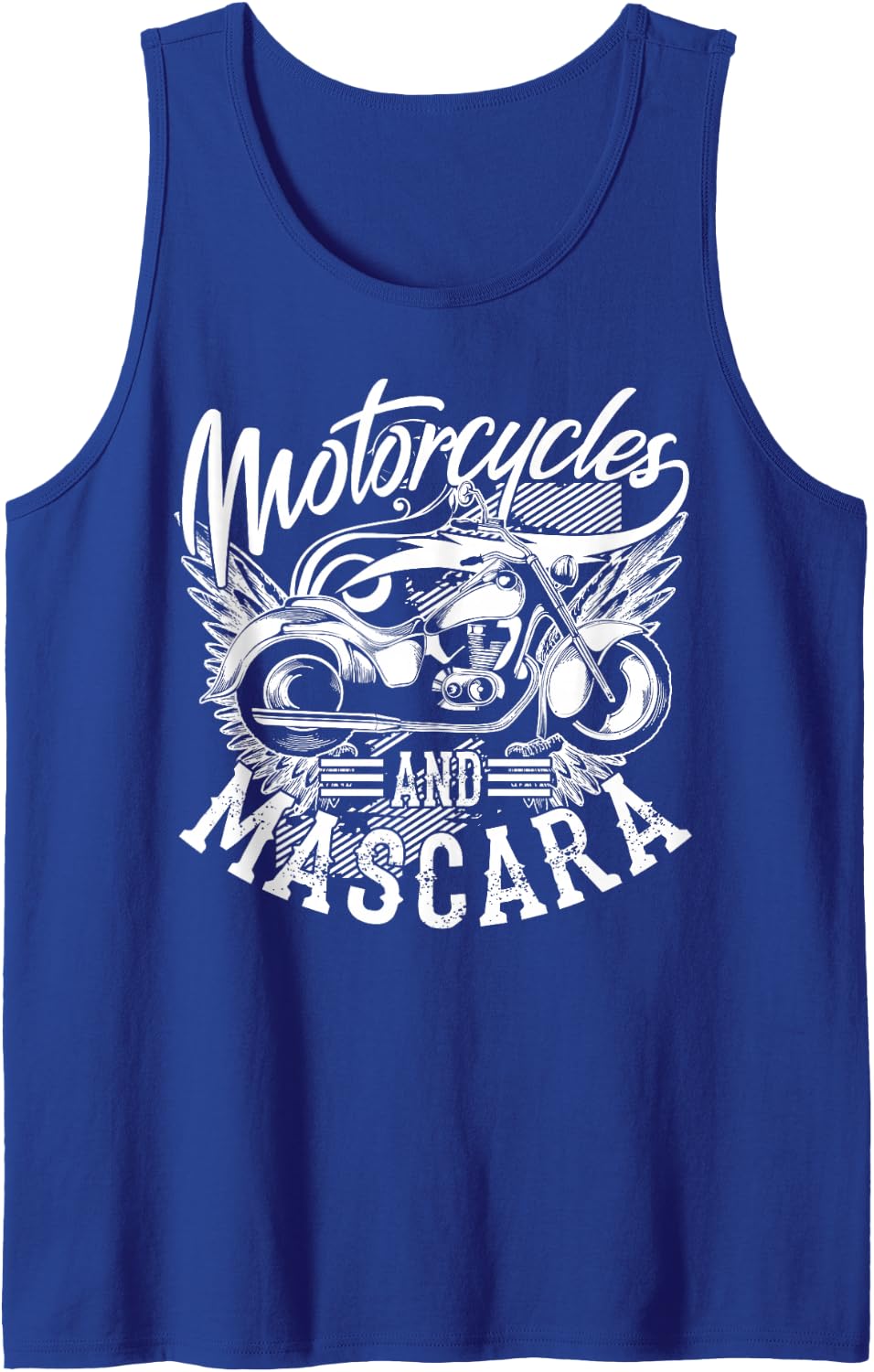 Motorcycles And Mascara Art | Cute Makeup Motor Lover Gift Tank Top - Royal Blue