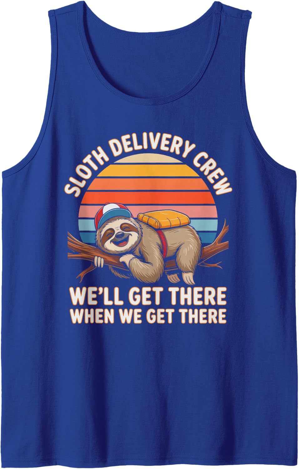 Cute Sloth DELIVERY Crew Service Pizza Guy Award Team Relax Sleeveless Tank Top - Royal Blue