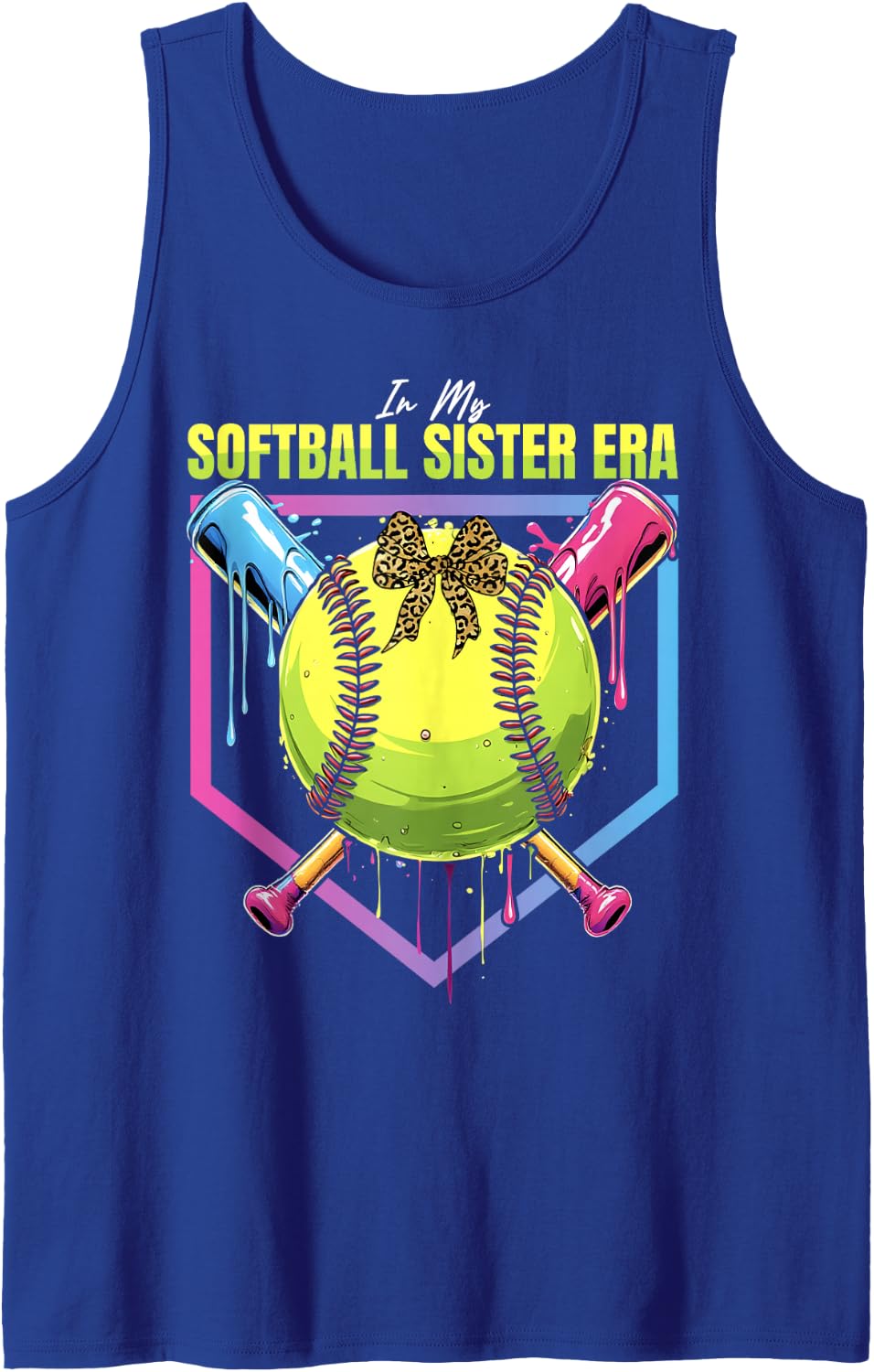 Softball Drip Girls in My Softball Sister Era Girls Game Day Sleeveless Tank Top - Royal Blue