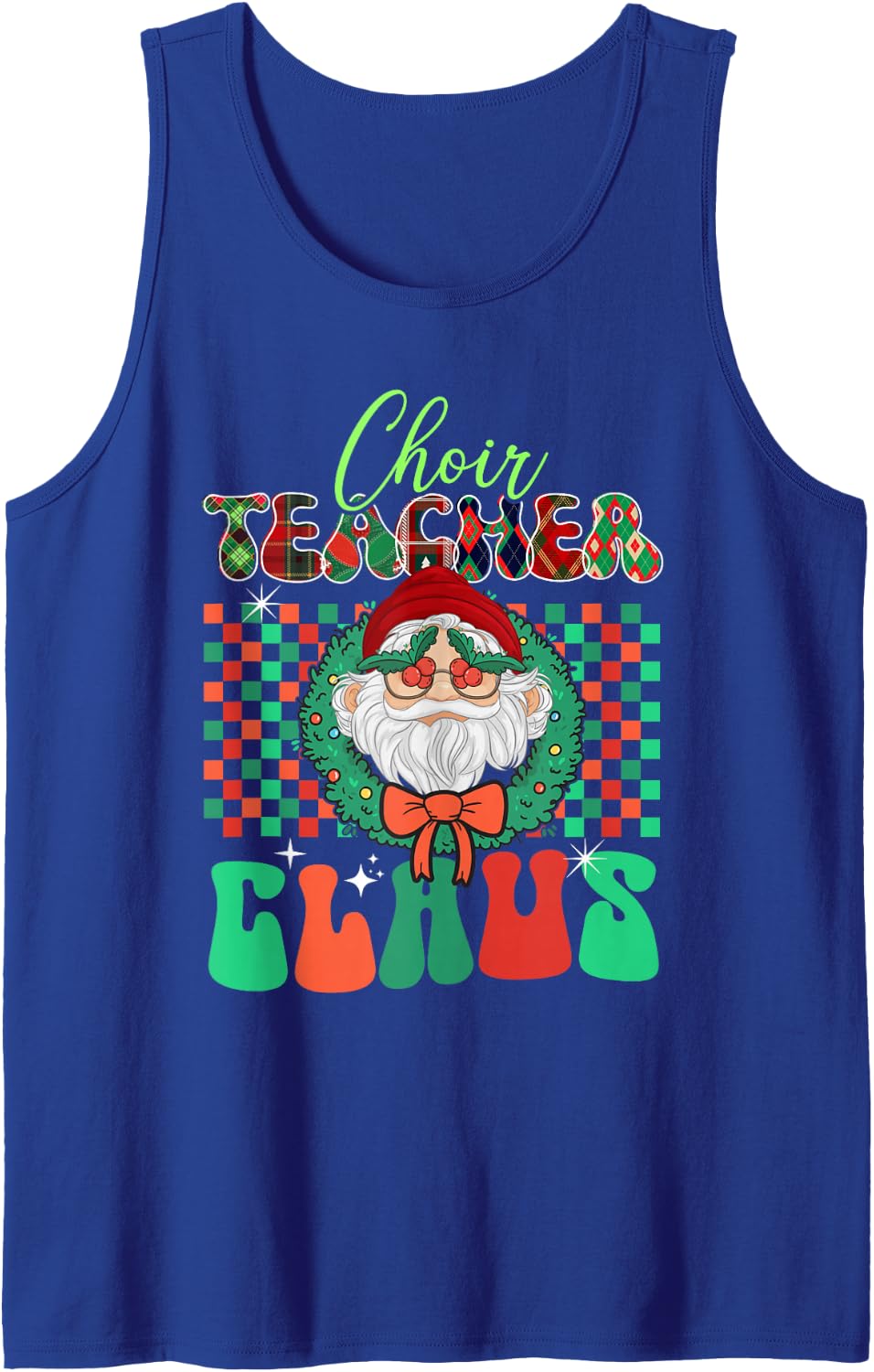 Choir Teacher Santa Claus Matching Christmas Funny Xmas Sleeveless Tank Top - Royal Blue