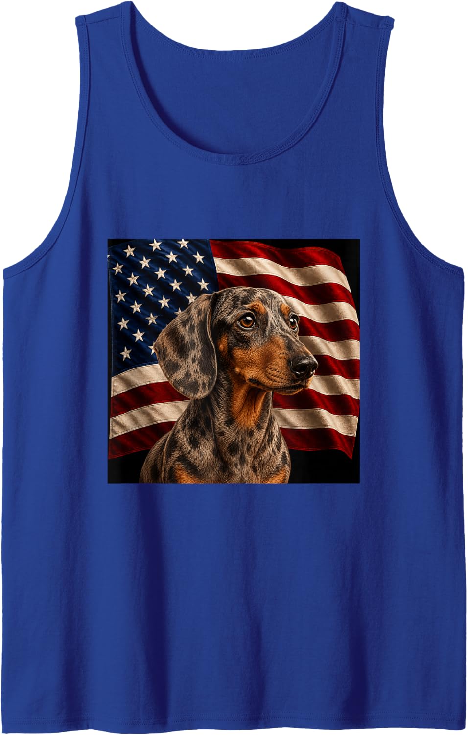 Dapple Dachshund Dog Patriotic 4th July USA Flag Dachshund Tank Top - Royal Blue