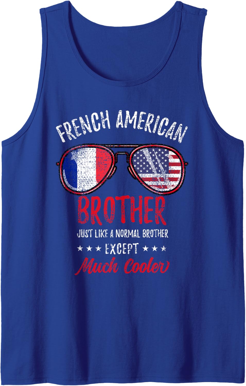 Men's Cool French American Brother Sunglasses French Roots Vintage Sleeveless Tank Top - Royal Blue