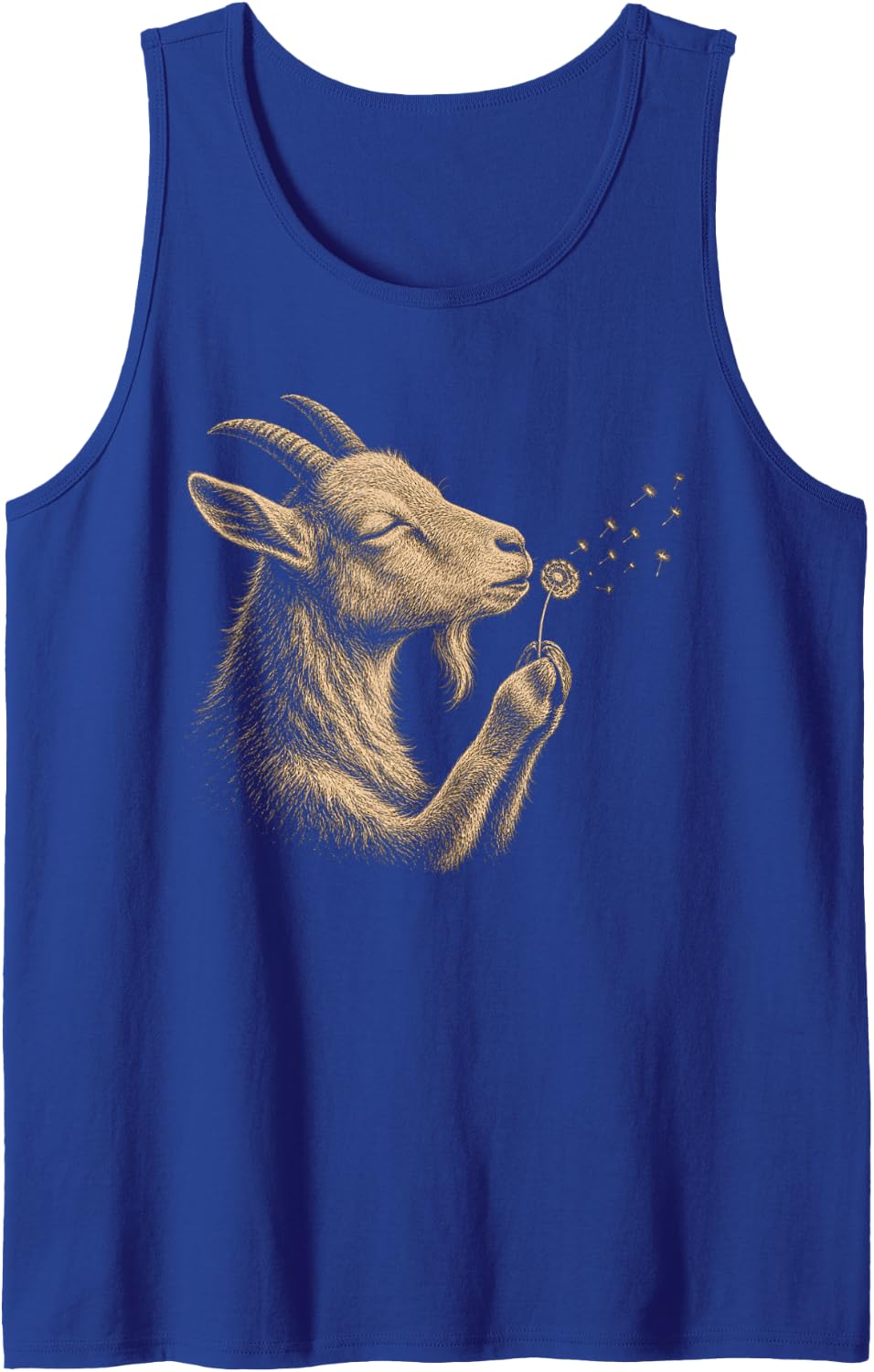 Goat Blowing Wishes Dandelion Vintage Windflower Sleeveless Tank Top - Royal Blue