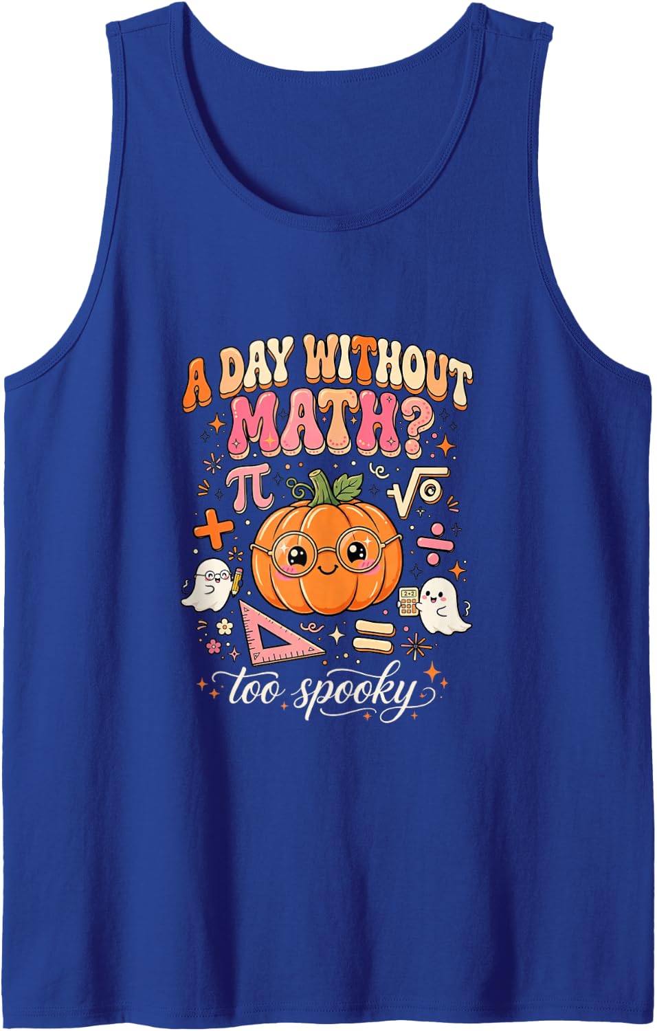 Cute Math Teacher Halloween Numbers Spooky Classroom Humor Sleeveless Tank Top - Royal Blue