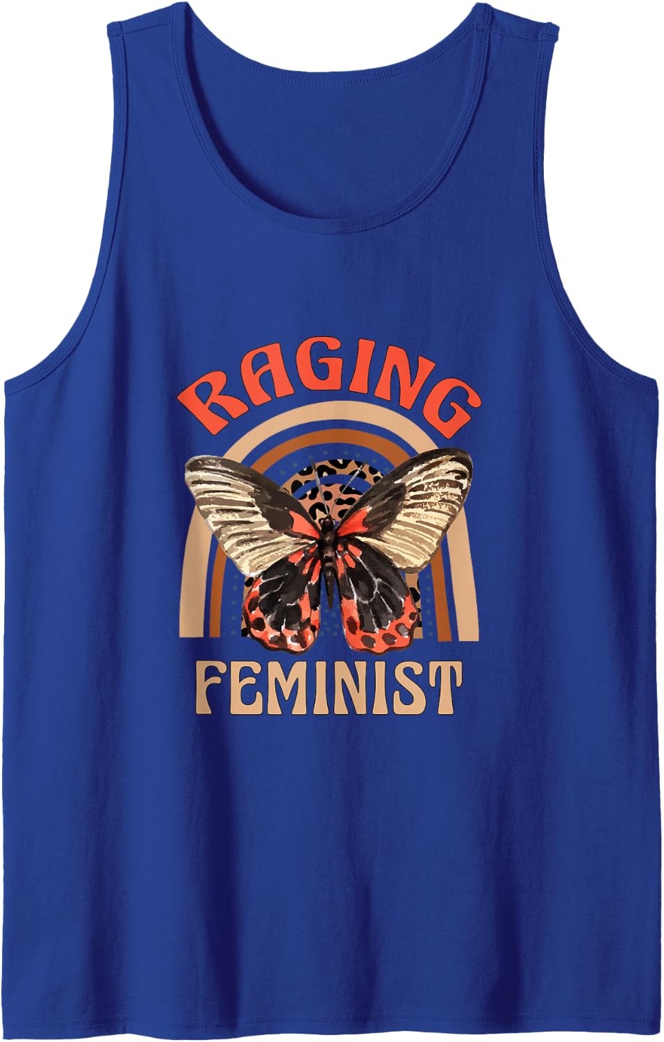 Raging Feminist Butterfly Girl Power Empowered Woman Rainbow Sleeveless Tank Top - Royal Blue