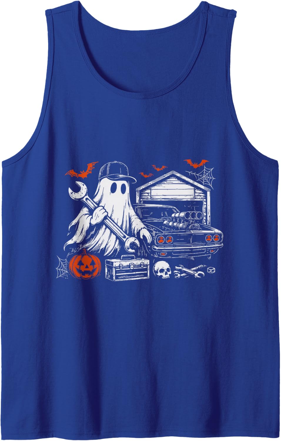 Classic Car Garage Automotive Sleeveless Tank Top - Royal Blue